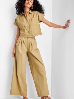 Future Collective High-Rise Wide-Leg Pants in Khaki Large